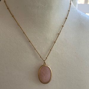 Pink stone gold necklace